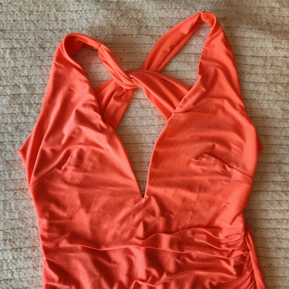 GLAMAZON, Bright Orange Prom Dress Gown, Size XS/Small - Picture 4 of 6